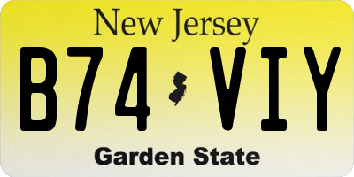 NJ license plate B74VIY