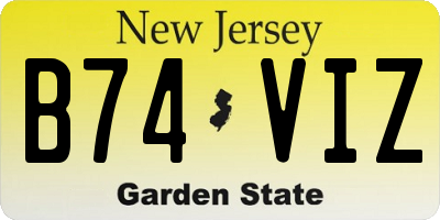 NJ license plate B74VIZ