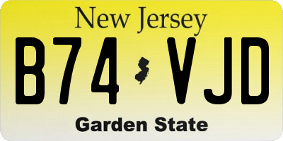 NJ license plate B74VJD