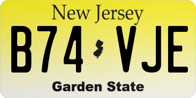 NJ license plate B74VJE