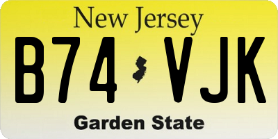 NJ license plate B74VJK
