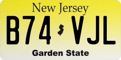 NJ license plate B74VJL