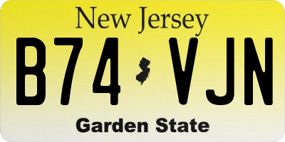 NJ license plate B74VJN