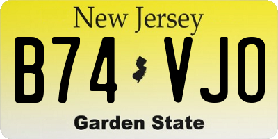 NJ license plate B74VJO