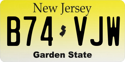 NJ license plate B74VJW
