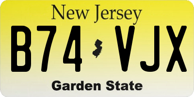 NJ license plate B74VJX
