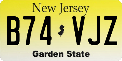 NJ license plate B74VJZ