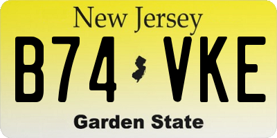 NJ license plate B74VKE