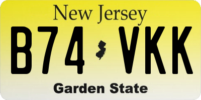 NJ license plate B74VKK