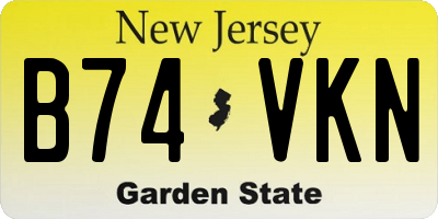 NJ license plate B74VKN