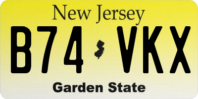 NJ license plate B74VKX