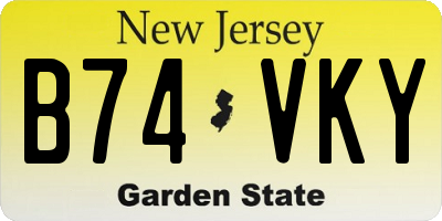 NJ license plate B74VKY