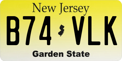 NJ license plate B74VLK