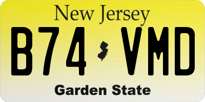 NJ license plate B74VMD