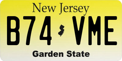 NJ license plate B74VME
