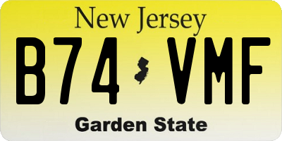 NJ license plate B74VMF
