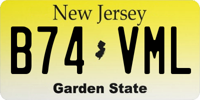 NJ license plate B74VML