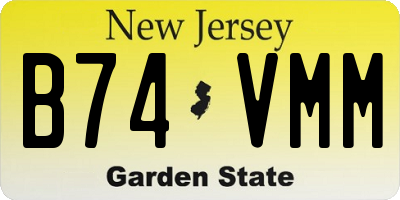 NJ license plate B74VMM