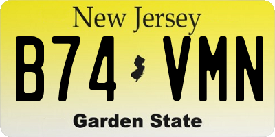 NJ license plate B74VMN