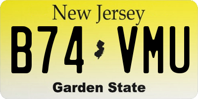 NJ license plate B74VMU