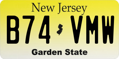 NJ license plate B74VMW