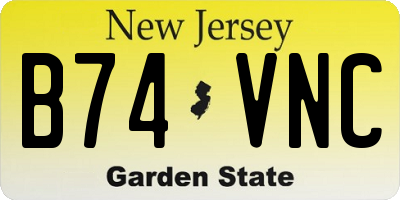 NJ license plate B74VNC