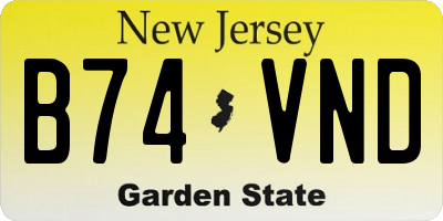 NJ license plate B74VND