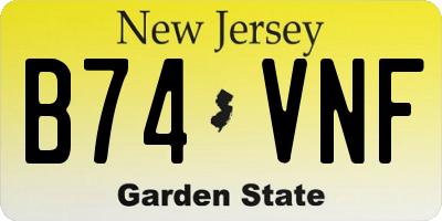 NJ license plate B74VNF