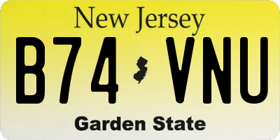 NJ license plate B74VNU
