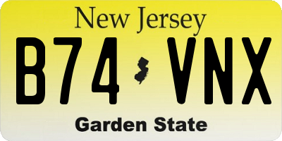 NJ license plate B74VNX