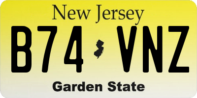 NJ license plate B74VNZ