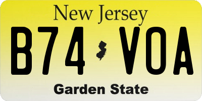 NJ license plate B74VOA