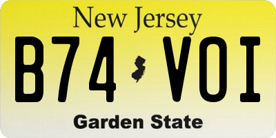 NJ license plate B74VOI