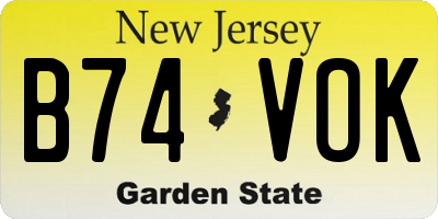 NJ license plate B74VOK