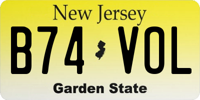 NJ license plate B74VOL