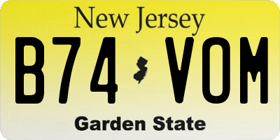 NJ license plate B74VOM