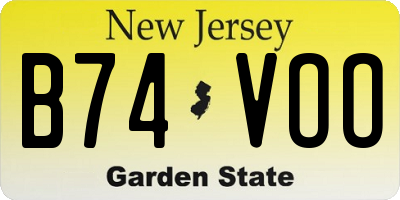 NJ license plate B74VOO