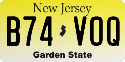 NJ license plate B74VOQ
