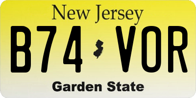 NJ license plate B74VOR