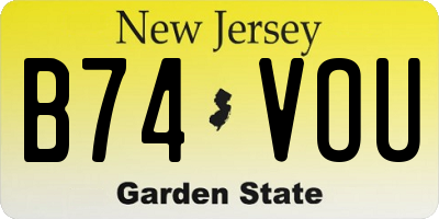 NJ license plate B74VOU