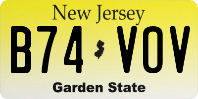 NJ license plate B74VOV