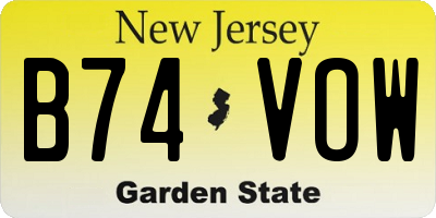 NJ license plate B74VOW