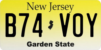 NJ license plate B74VOY