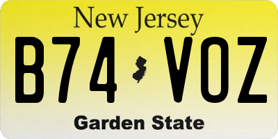 NJ license plate B74VOZ