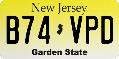 NJ license plate B74VPD