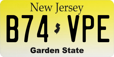 NJ license plate B74VPE