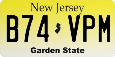 NJ license plate B74VPM