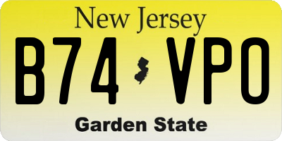 NJ license plate B74VPO
