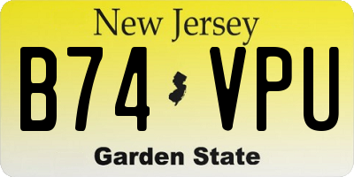 NJ license plate B74VPU
