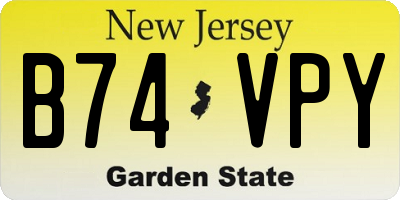 NJ license plate B74VPY